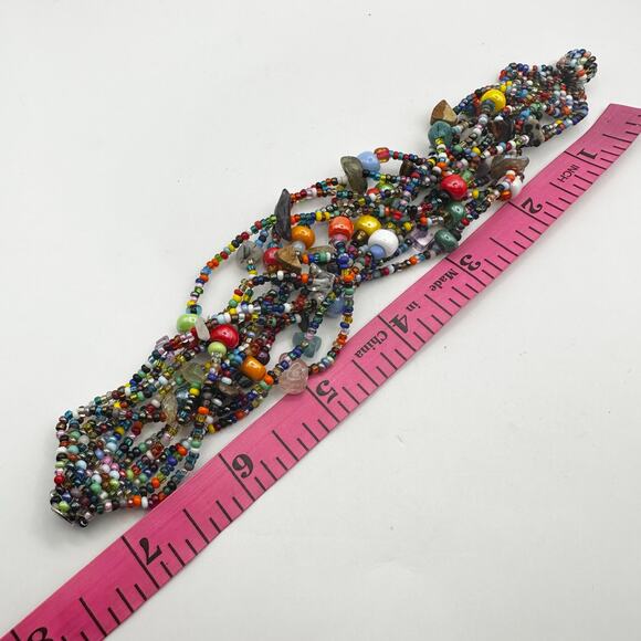 Colorful Beaded Bracelet Multi Strand Magnetic Clasp Artsy Lagenlook Boho Casual - Picture 7 of 11